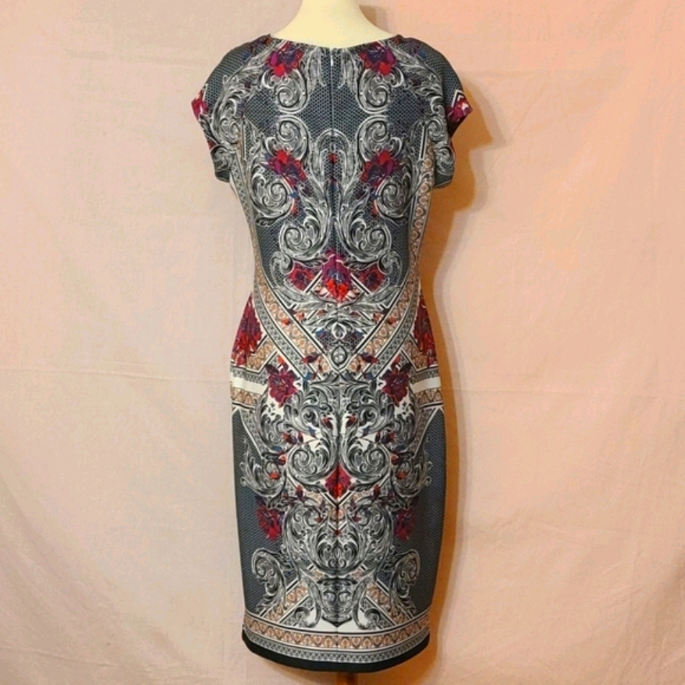 Eci Black Multcolored Patterned Cap Sleeve Dress - image 3